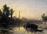 Johan Barthold Jongkind River View in France, Possibly near Pontoise Spain oil painting artist